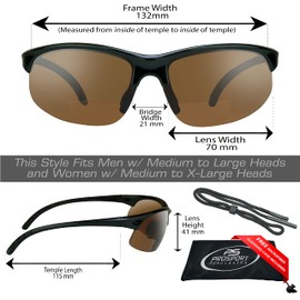 proSPORT BIFOCAL Sunglasses Readers +2.50 High Definition Amber Lens Semi Rimless Sport Frame Mens Womens