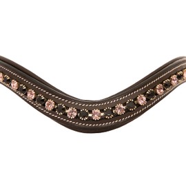 Exion Horse Browband For English Bridle | Curved Shape Padded Equestrian Browband For Show & Dressage | Jet, Light Amethyst Crystal Browband For Horses