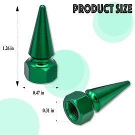 MEAJOO 4PCS Spiked Shape Tire Valve Stem Caps, Aluminum Car Air Stem Cap, Universal Dustproof Tire Valve Stem Covers for Cars, SUV, Trucks, Bikes, Motorcycles, Bicycles(Green)