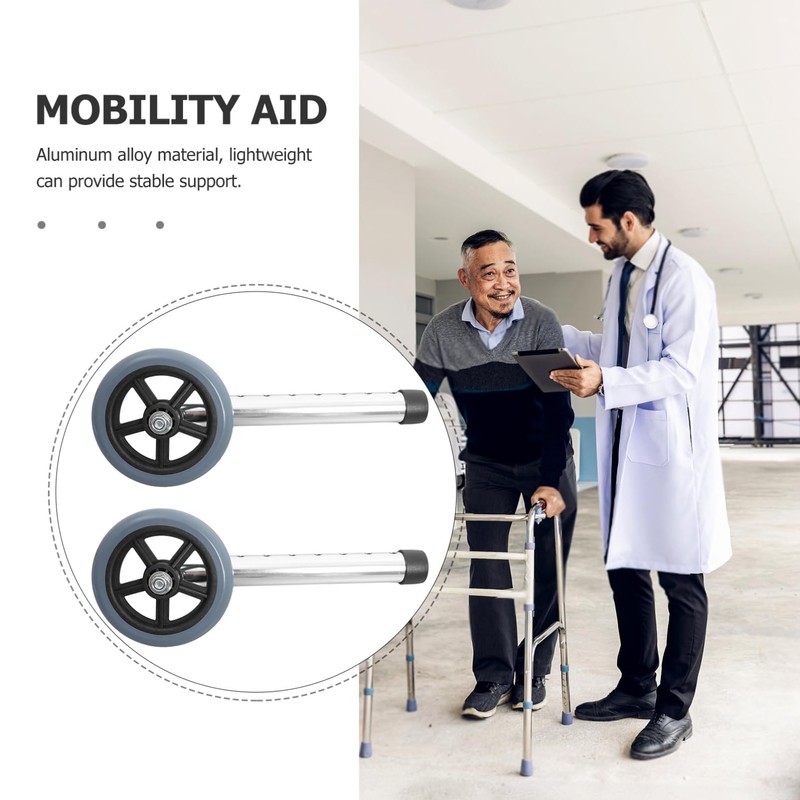 Healvian 2pcs Adjustable Walker Replacement Wheels Lightweight Aluminum Caster for