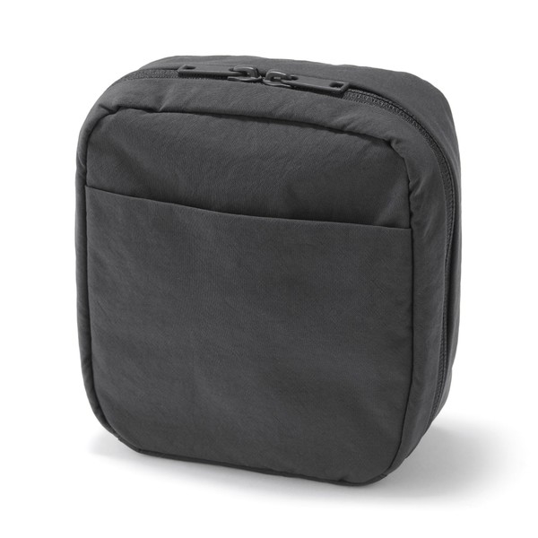 MUJI 84473944 Wrinkle Nylon Square Pouch, Dark Gray, Approx. 5.5