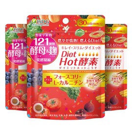 ISDG Diet Hot酵素サプリメント 121種類野菜や果物 酵母＆麹 発酵凝縮 フォルスコリ L-カルニチン 金時ショウガ酵素 配合 ダイエット サプリ 食物繊維 植物酵素 国内製造*3個セット