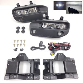 LEDIN Fog Lights Kit Compatible for 2019 2020 2021 2022 2023 2024 Ram 2500 3500, OE Style Clear Lens Built-In LED Fog Lamps Assembly With Mounting Brackets Wire Harness Switch Bezels