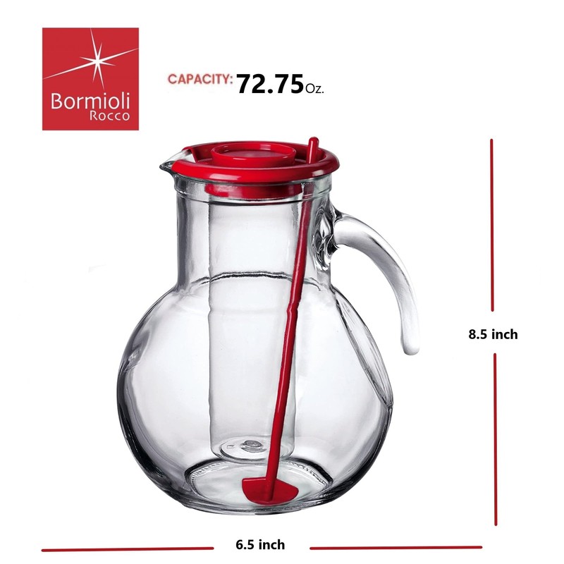 Bormioli Rocco Kufra Jug with Ice Container, Red Lid, 72