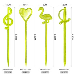 200 Pieces of Plastic Fruit Picks, Colorful Fruit Forks, Party Toothpicks, Reusable Fruit Forks, Creative Fruit Picks, Tasting Fork Picks, Various Styles of Fruit Picks, Cocktail Skewers (Color)