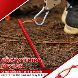 Tent Pegs, Pack of 20 Tent Pegs, Storm Proof Sand Pegs, Aluminium Pegs, 18 cm Tent Pegs, Sturdy Camping Pegs with Rope, Pegs, Hardrings for Camping, Garden (Red)