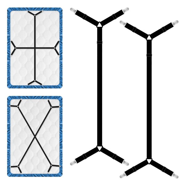 YibaiYi 2Pcs Bed Sheet Clips-Sheet Straps-Nylon Sheet Clips for Bedding