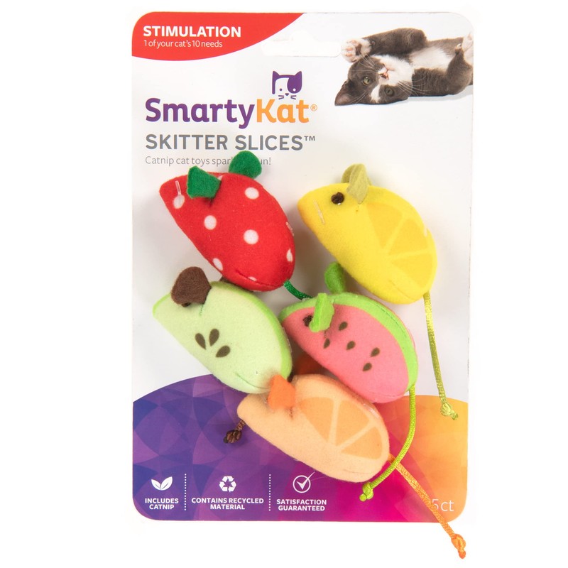 SmartyKat (5 Count) Skitter Slices Plush Catnip Cat Toys -