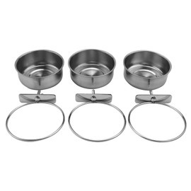 PRATYAHARA 3-Piece Feeder Cup Stainless Steel Parrot Feeder Cup Animal Cage Water Food Bowl S