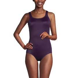 Lands' End Womens Chlorine Resistant Tugless Tank Soft Cup One Piece Swimsuit BlackBerry Mastectomy 8