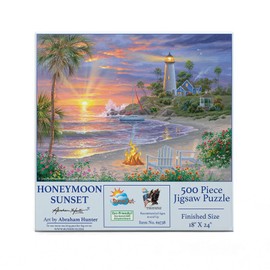 SUNSOUT INC - Honeymoon Sunset - 500 pc Jigsaw Puzzle by Artist: Abraham Hunter - Finished Size 18" x 24" - MPN# 69738