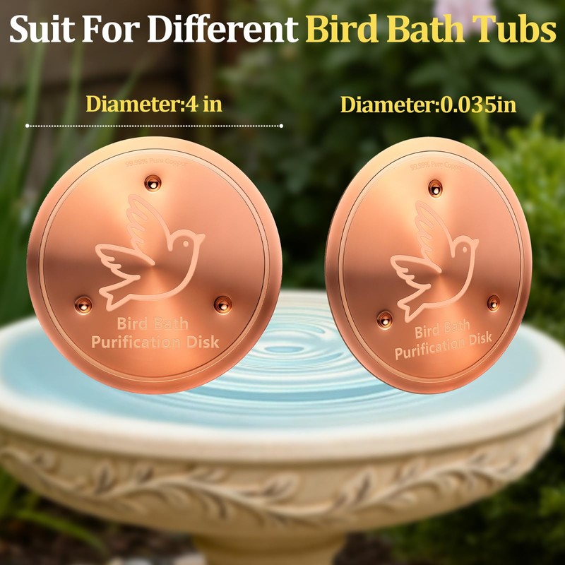 Bird Bath Copper Disk, 99.9% Pure Copper Bird Bath Cleaning