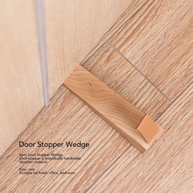 6pcs Door Stopper Wedge Polished Glossy Compact Wooden Firefighter Door