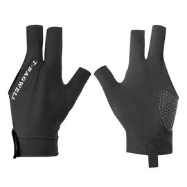 PATIKIL 3 Finger Pool Glove Left Hand, Billiard Gloves Pool Cue Accessories for Shooter Carom Pool Snooker Cue Sport, Black