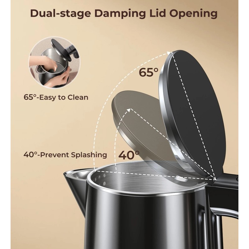 SSYFEI Electric Kettle, Double Wall Stainless Steel Cool Touch Water