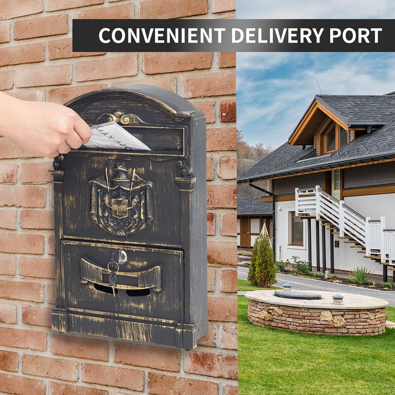 Yoocabinet Wall Mount Mailbox, Large Capacity Mailbox for Outside,Aluminum and