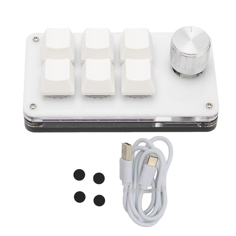 6 Key One Handed Mechanical Keyboard with Knob Wired Plug