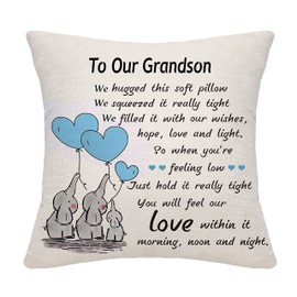 Bommex Grandson Cushion Cover Throw Pillow Cover Cushion Case from Grandparents Grandson Gifts from Grandma Grandad Thanksgiving (our grandson)