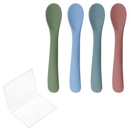 GGUFAY Silikon Baby Löffel zum Füttern 4er-Set, babylöffel mit weicher Spitze für die erste Phase der Säuglingsernährung, biegsame, kausichere Baby-Trainingslöffel, für Baby Led Entwöhnung