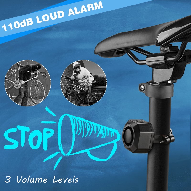 WSDCAM USB Rechargeable Bike Alarm with Remote 110dB Loud Volume
