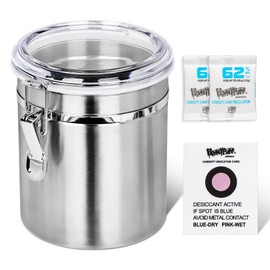 Honeypuff Stainless Steel Kitchen Canisters with 2 Humidity Pack, Airtight Food Storage Container Ideal for Kitchen Storage, Tea, Sugar, Coffee, Herbs, Sealable Jars with Locking Clamp