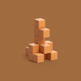 PIXIO Light Brown Kangaroo Color Series Magnetic Blocks Construction Set 15pcs with Free App, Stress Relief Building Blocks, Fidget Toys, Pixel Art Desk Toy, Animals Figures