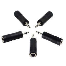 zdyCGTime 3.5mm to 6.35mm Adapter,3.5mm Mono 1/8 inch Audio Male to 6.35mm 1/4 inch Female Mic Plug Adapter Jack Converter.(5 Packs)