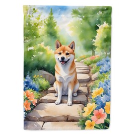 Caroline's Treasures DAC6715CHF Shiba Inu Spring Path House Flag Large Porch Sleeve Pole Decorative Outside Yard Banner Artwork Wall Hanging, Polyester, House Size, Multicolor