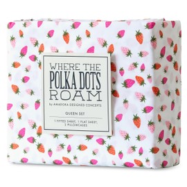 Strawberries Bedsheets for Kids Full Size – 4 Piece Soft & Cozy Stylish Bedding Set with Colorful Strawberry Print, Vibrant and Fresh Color Theme Bed Sheet Set for Girls Room Décor