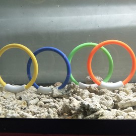 NUOBESTY Diving Toys, Diving Pool Toys Dive Rings Underwater Swimming Pool Toys Diving Game Training Tool for Kids Boys Girls - Pack of 4 (Orange Green Yellow Blue)