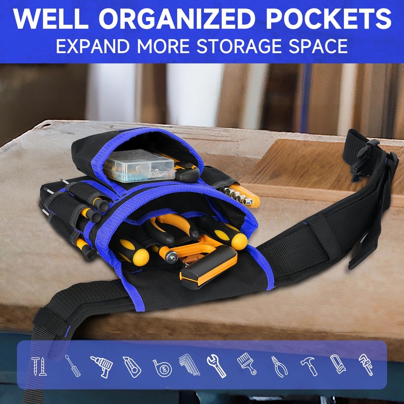 Tool Belt,Magnetic Tool Pouch,27-Pockets Heavy Duty Tool Belts for Men,Detachable