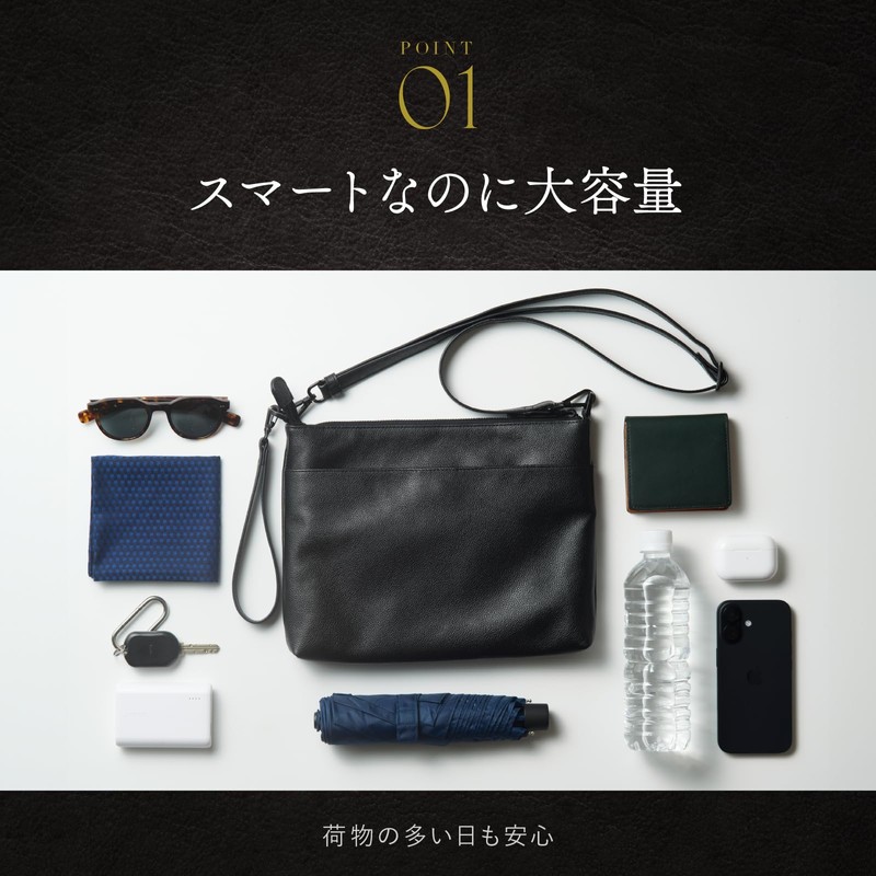 Ronde Sacoche Genuine Leather, 4-Way, b.navy