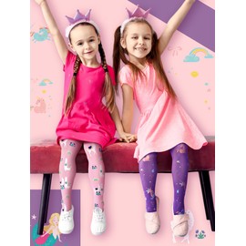 Bencailor 3 Pairs Girls Pantyhose Tights for Dance little girls printed leggings Seamless Soft Stockings Non Slip(Pink, Purple, Rose Red)