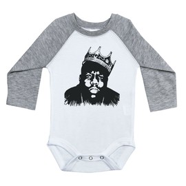 Biggie Inspired Long Sleeve Raglan Baby Onesie/Biggie Smalls/Unisex Bodysuit