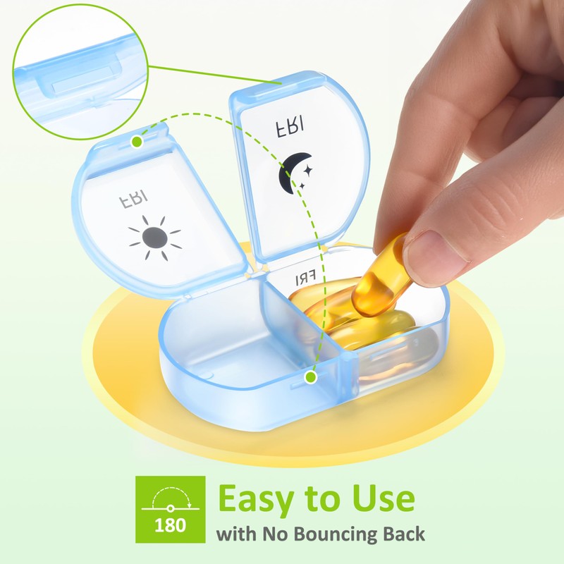 Fullicon Large Capacity Pill Organizer, Secure Pill Case with Durable
