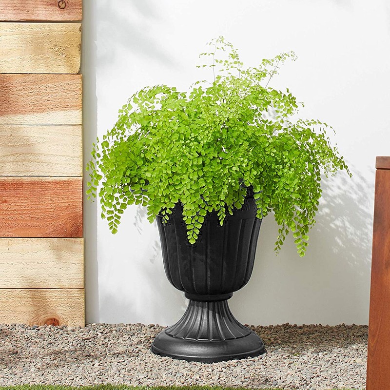 PL20BK Classic Traditional Plastic Urn Planter Indoor/Outdoor, 10" x 12",