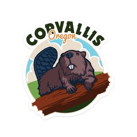 Die Cut Sticker Corvallis, Oregon, Beaver, Contour Vinyl Sticker 1 to 3 inches (Waterproof Decal for Cars, Water Bottles, Laptops, Coolers), Small