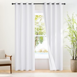 NICETOWN 100% Blackout Door Curtain 80 inch Thermal Insulated Room Darkening Privacy Doorway Curtain Window Treatment, Room Divider Closet Shade, 1 Panel, 46W x 80L, Pure White