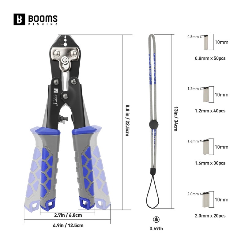 Booms Fishing Crimping Pliers Kit: 8.8in Crimper Tool for Wire