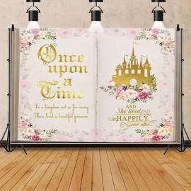 Leowefowa 10x8ft Once Upon a Time Backdrop for Photography Fairy Tale Books Opening Background Ancient Castle Colorful Floral Romantic Story Birthday Wedding Party Banner Decor Studio Prop