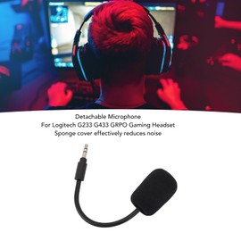 Yoidesu Micrófono de Juego de Repuesto para Auriculares para Juegos G233 G433 GRPO, Brazo de Micrófono de Juego Desmontable con Enchufe Plateado de 3,5 Mm, Esponja de Cancelación de