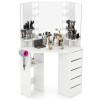 Costway Corner Vanity Desk Cosmetic Vanity Station w/ LED Mirror