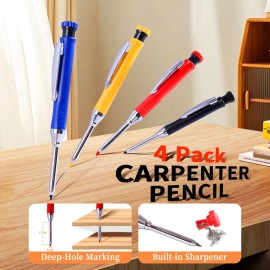 vofauiss 4 Pack Carpenter Pencil with 1 Count (Pack of 4), Black,Red,Yell