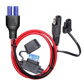 YETOR 10AWG SAE to EC5 Connector Extension Cable,with 15A Protection Fuse for Safety,SAE Plug EC5 Adapter Charger Solar Panel Cable for Solar Generator Portable Power Station(2FT)