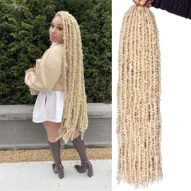 ZRQ Butterfly Locs Crochet Hair 2 packs 30 Inch Long Crochet Hair Pre Looped Blonde Butterfly Locs Crochet Braids Hair Extension Most Natural Pre-twisted #613