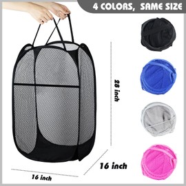 Buyongwant Collapsible Pop Up Laundry Hamper, Mesh Foldable Laundry Basket, Extra Large - 28" x 16" x 16"(Black)
