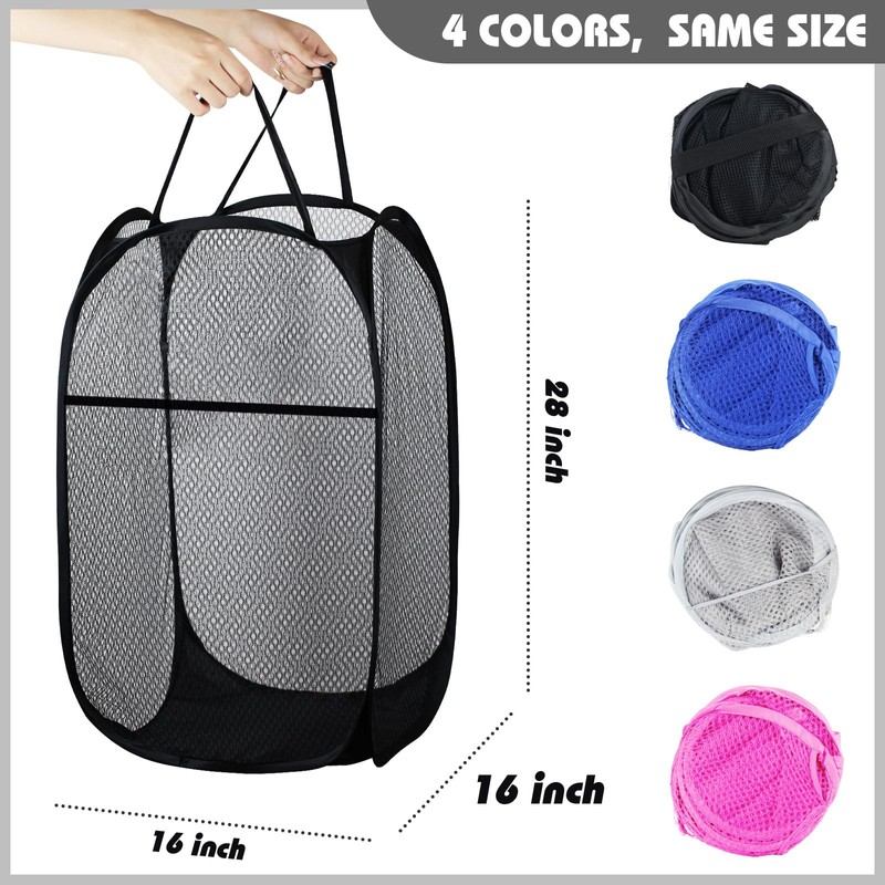 Buyongwant Collapsible Pop Up Laundry Hamper, Mesh Foldable Laundry Basket,