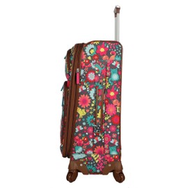 Lily Bloom Luggage 24" Expandable Design Pattern Suitcase With Spinner Wheels For Woman (24in, Playful Garden)