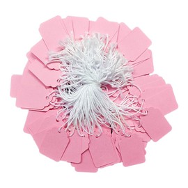 Acoeitl 300 Pcs 1.38x0.87 Inches Pink Blank Jewelry Price Tags with String Attached Retail Paper Gift and Sale Hang Tag Handwritten Price Display Lables for Pricing Clothes Necklace & Merchandise