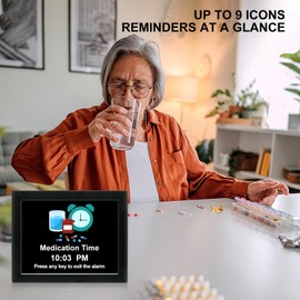 Dementia Clock for Seniors, 8-Inch Digital Clock with Large Display, 12 Alarm Reminders, Auto-Dimming, Narrow Bezel, Multi-Style Calendar, Supports 10 Languages for Elderly Use, Black